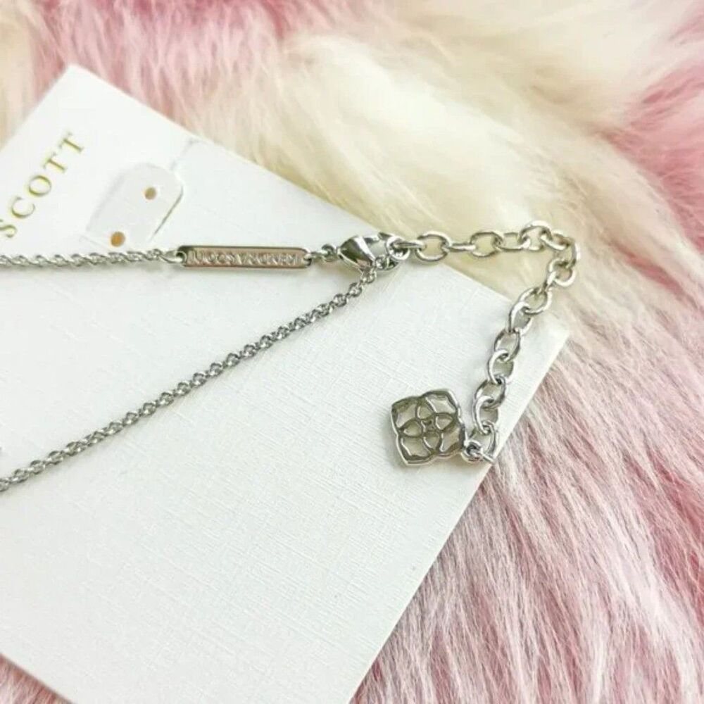 NWT Kendra Scott Elisa White Kyocera Lab Grown Opal Silver Pendant Necklace - Picture 15 of 15